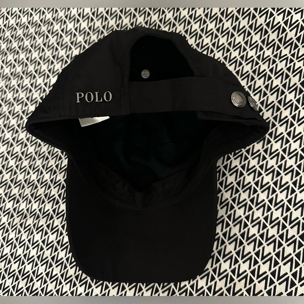 Polo Ralph Lauren black pony plaque cap baseball hat adjustable gunmetal silver - Picture 10 of 12